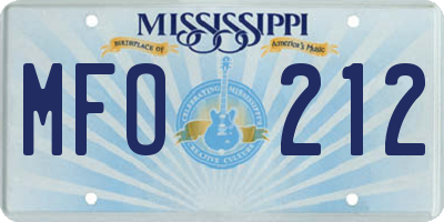 MS license plate MFO212