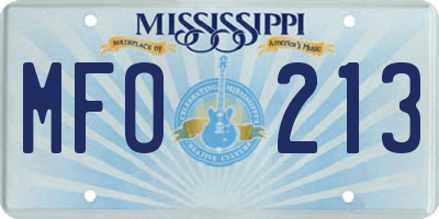 MS license plate MFO213