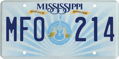 MS license plate MFO214