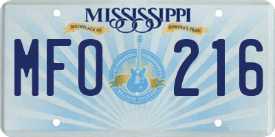 MS license plate MFO216