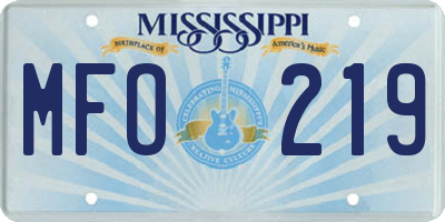 MS license plate MFO219