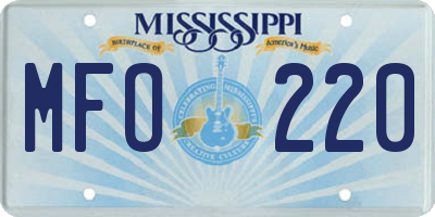 MS license plate MFO220