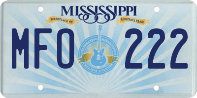 MS license plate MFO222