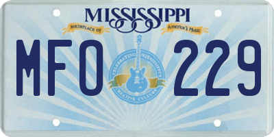 MS license plate MFO229