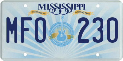 MS license plate MFO230