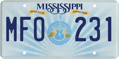 MS license plate MFO231