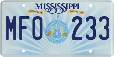 MS license plate MFO233