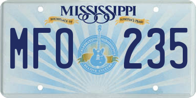 MS license plate MFO235