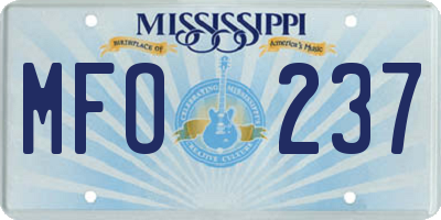 MS license plate MFO237