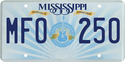 MS license plate MFO250