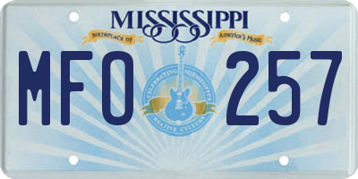 MS license plate MFO257