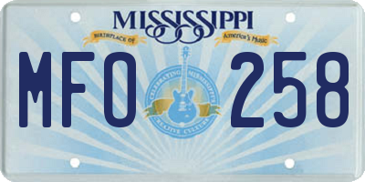 MS license plate MFO258