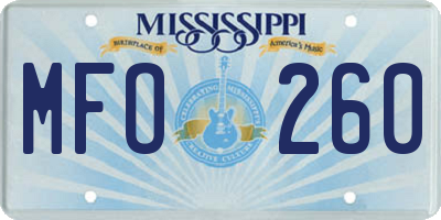 MS license plate MFO260