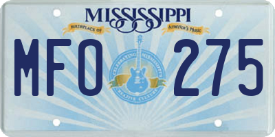 MS license plate MFO275