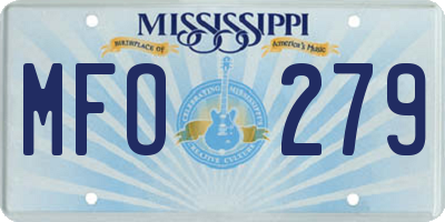 MS license plate MFO279