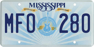 MS license plate MFO280
