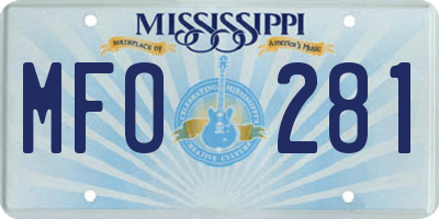 MS license plate MFO281