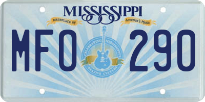 MS license plate MFO290