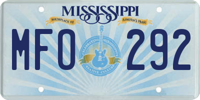 MS license plate MFO292