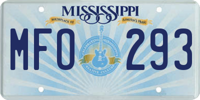 MS license plate MFO293