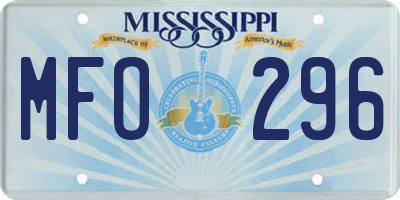 MS license plate MFO296