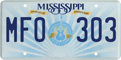 MS license plate MFO303