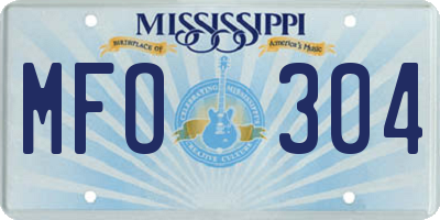 MS license plate MFO304