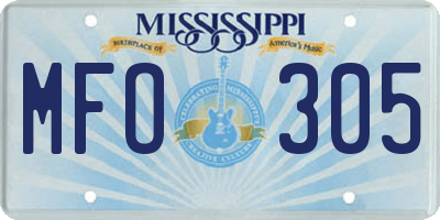 MS license plate MFO305