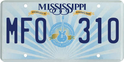 MS license plate MFO310