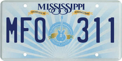 MS license plate MFO311
