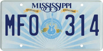 MS license plate MFO314