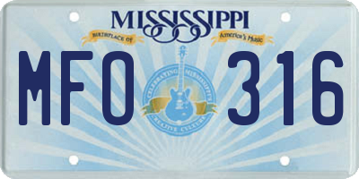 MS license plate MFO316