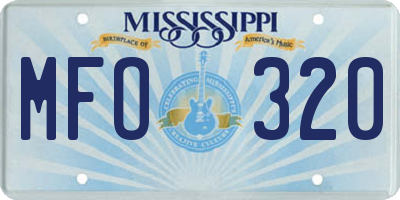 MS license plate MFO320
