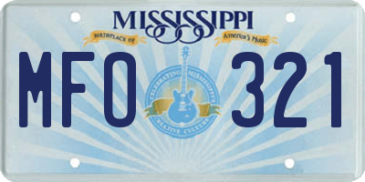 MS license plate MFO321