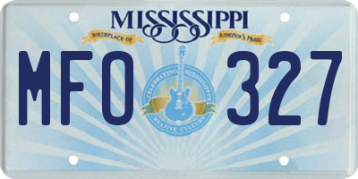 MS license plate MFO327