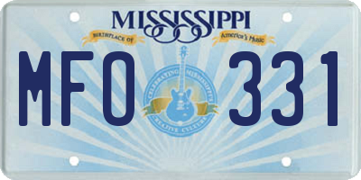 MS license plate MFO331