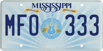 MS license plate MFO333