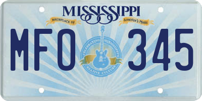 MS license plate MFO345