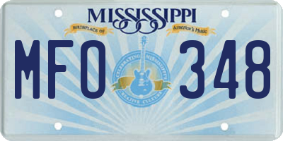 MS license plate MFO348