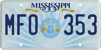 MS license plate MFO353