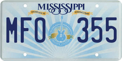 MS license plate MFO355