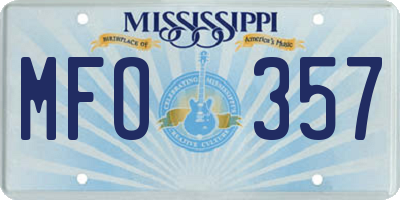MS license plate MFO357