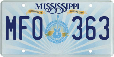 MS license plate MFO363