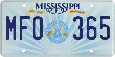 MS license plate MFO365