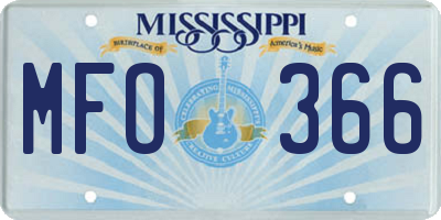 MS license plate MFO366