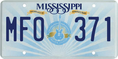 MS license plate MFO371