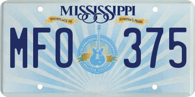 MS license plate MFO375