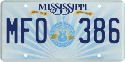 MS license plate MFO386