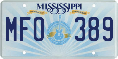 MS license plate MFO389