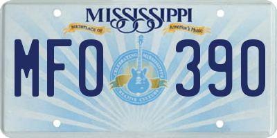 MS license plate MFO390
